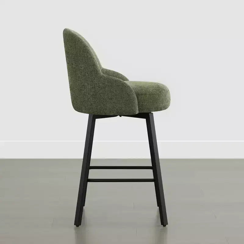 Spruce&Spring Modern Swivel Counter Stool with Curved Low Back & Plush Upholstered Seat