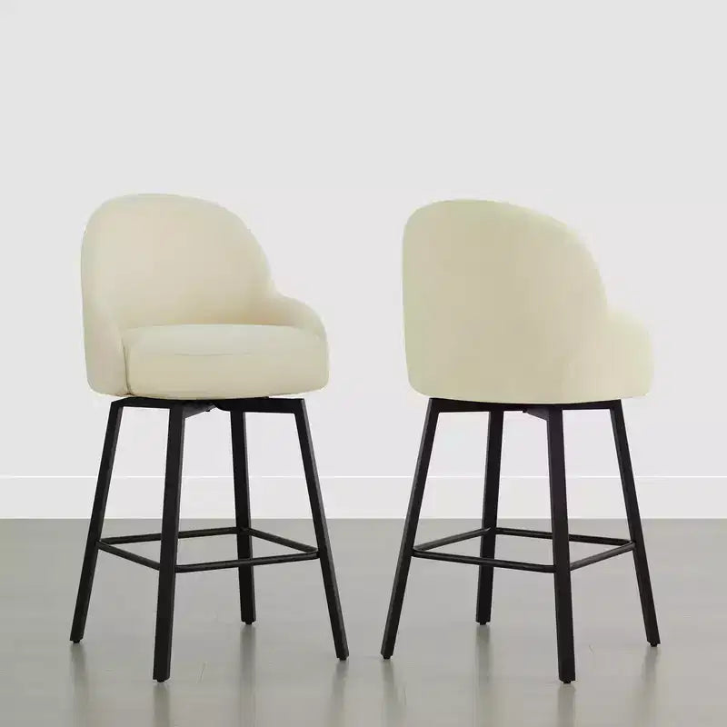 Spruce&Spring Modern Swivel Counter Stool with Curved Low Back & Plush Upholstered Seat