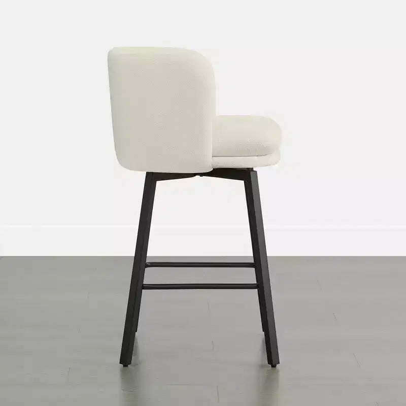 Spruce&Spring Upholstered Barrel-Back Swivel Counter Stool with Double-layer Seat & Metal Base