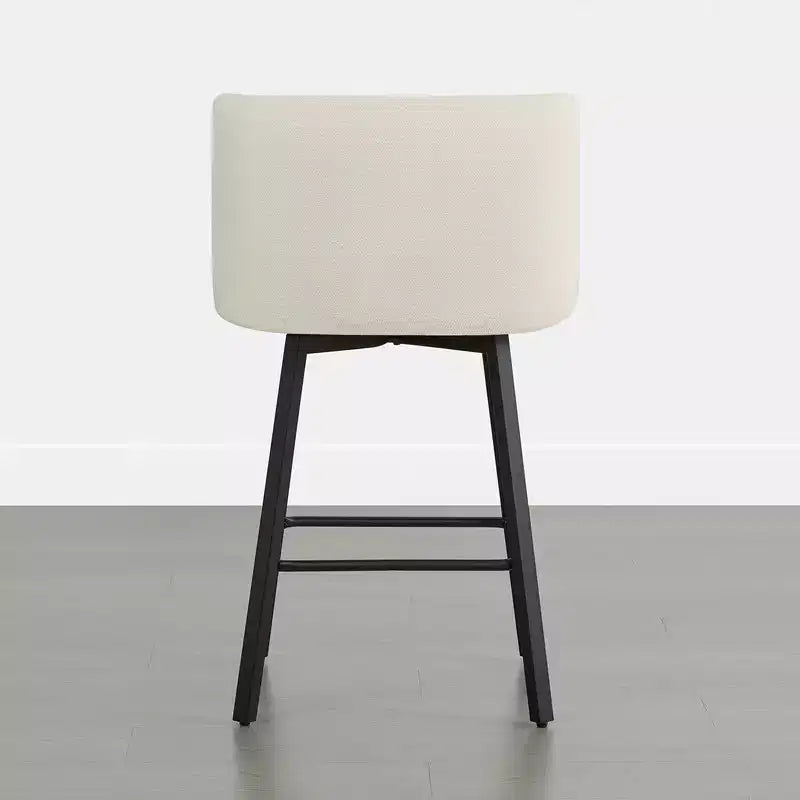 Spruce&Spring Upholstered Barrel-Back Swivel Counter Stool with Double-layer Seat & Metal Base