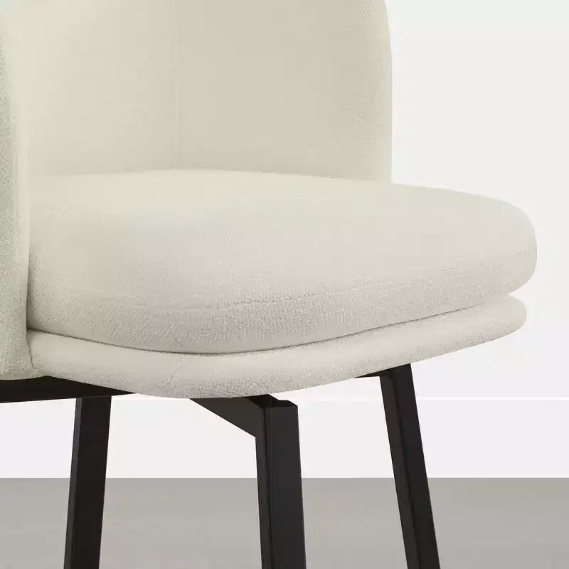 Spruce&Spring Upholstered Barrel-Back Swivel Counter Stool with Double-layer Seat & Metal Base