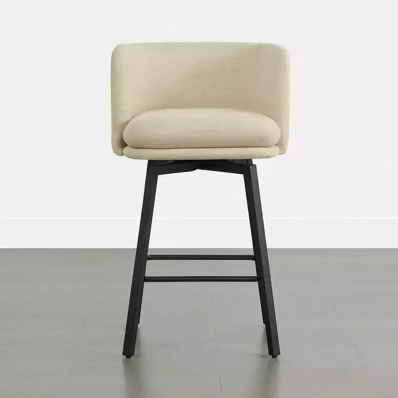 Spruce&Spring Upholstered Barrel-Back Swivel Counter Stool with Double-layer Seat & Metal Base