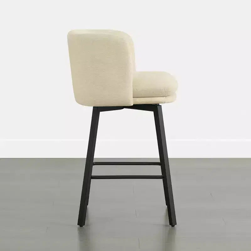 Spruce&Spring Upholstered Barrel-Back Swivel Counter Stool with Double-layer Seat & Metal Base