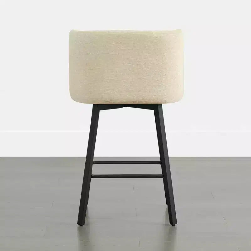 Spruce&Spring Upholstered Barrel-Back Swivel Counter Stool with Double-layer Seat & Metal Base