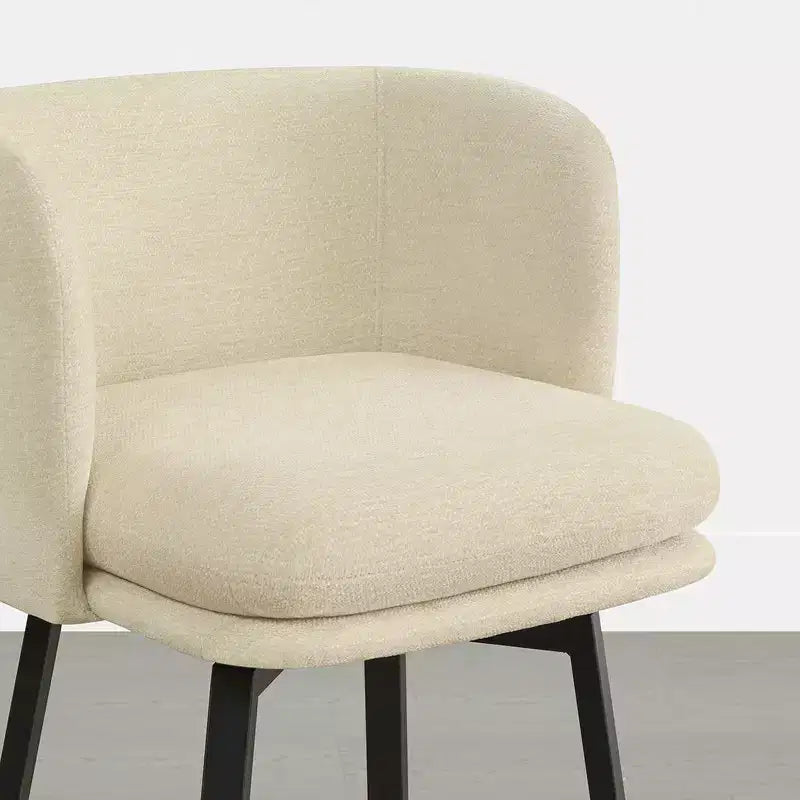 Spruce&Spring Upholstered Barrel-Back Swivel Counter Stool with Double-layer Seat & Metal Base
