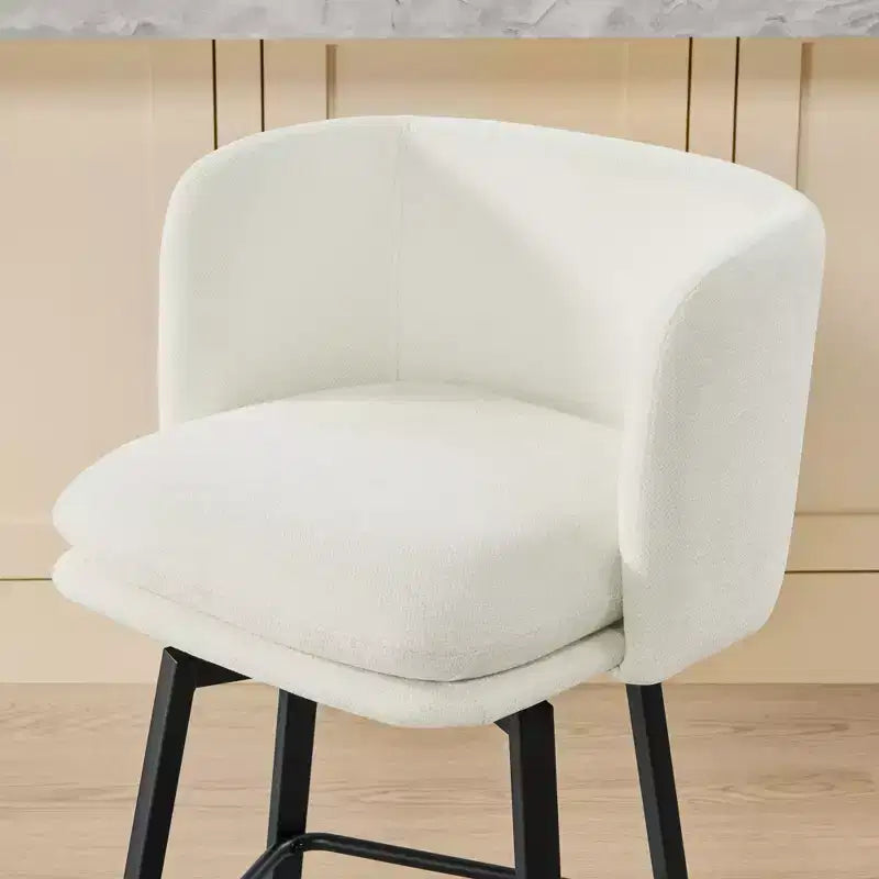 Spruce&Spring Upholstered Barrel-Back Swivel Counter Stool with Double-layer Seat & Metal Base