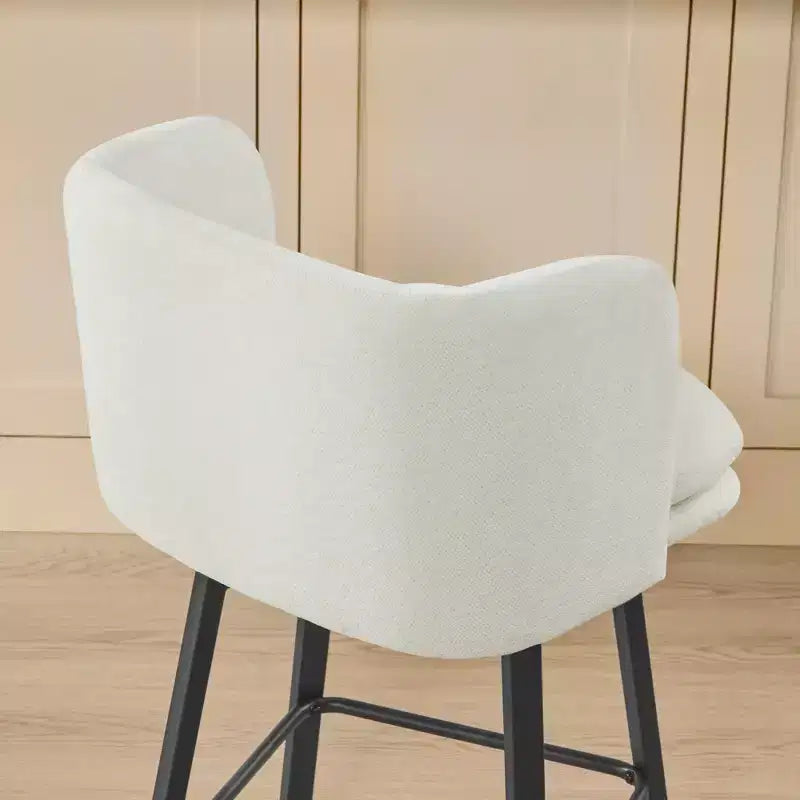 Spruce&Spring Upholstered Barrel-Back Swivel Counter Stool with Double-layer Seat & Metal Base