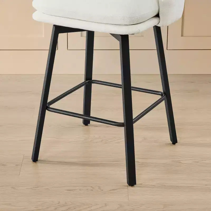 Spruce&Spring Upholstered Barrel-Back Swivel Counter Stool with Double-layer Seat & Metal Base