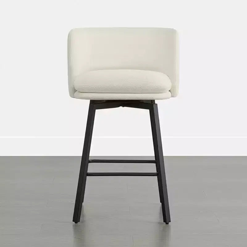Spruce&Spring Upholstered Barrel-Back Swivel Counter Stool with Double-layer Seat & Metal Base