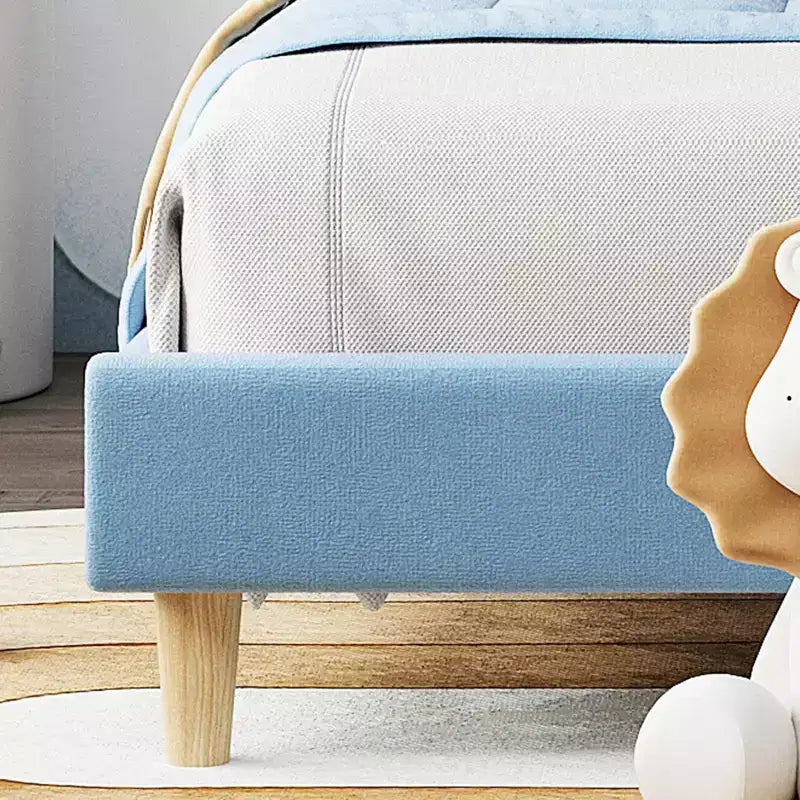 Twin Bed Frame, Velvet Upholstered Platform Bed Frame with Height Adjustable Headboard for Boys & Girls, Wood Slat Support, No Box Spring Needed