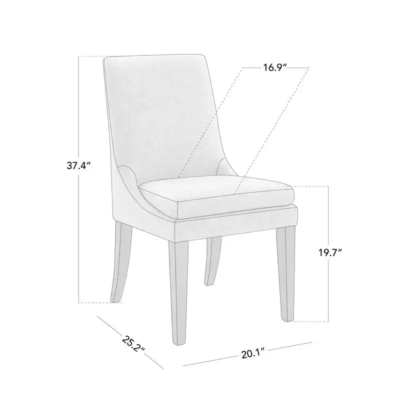 Spruce&Spring Upholstered Dining Chair with Double-layed Seat Cushion and Wood Legs