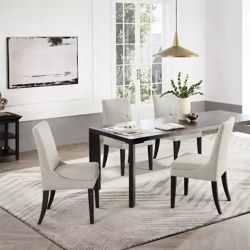 Spruce&Spring Upholstered Dining Chair with Double-layed Seat Cushion and Wood Legs