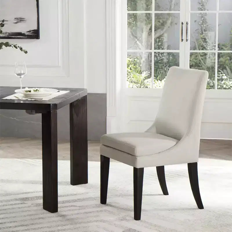 Spruce&Spring Upholstered Dining Chair with Double-layed Seat Cushion and Wood Legs