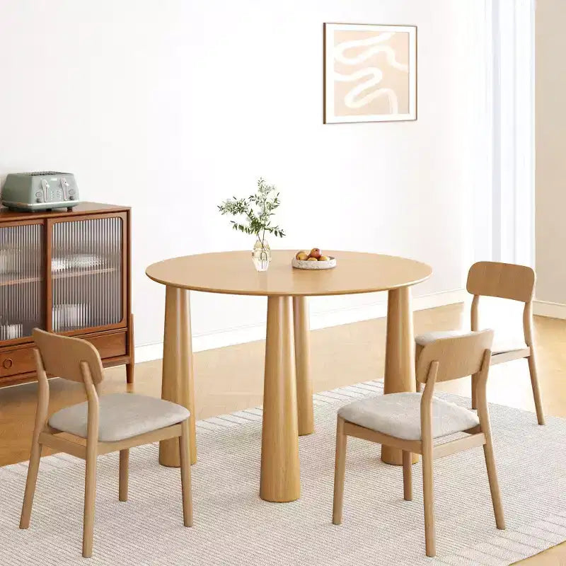 PexFix 45 Round Dining Table Kitchen Table for 4 with Arc-Shaped Edge Top and 4 Tapered Legs for Living Room Dining Room Coffee Office Sturdy Natural