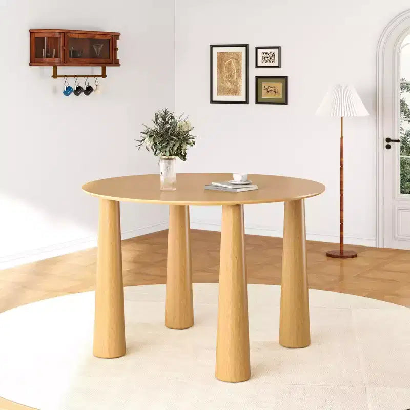 PexFix 45 Round Dining Table Kitchen Table for 4 with Arc-Shaped Edge Top and 4 Tapered Legs for Living Room Dining Room Coffee Office Sturdy Natural