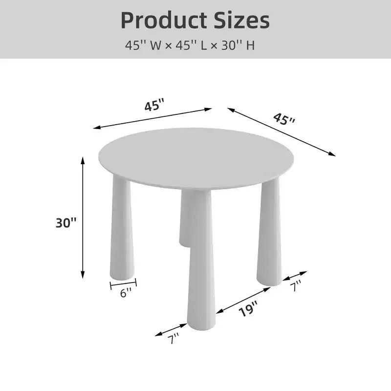 PexFix 45 Round Dining Table Kitchen Table for 4 with Arc-Shaped Edge Top and 4 Tapered Legs for Living Room Dining Room Coffee Office Sturdy Natural
