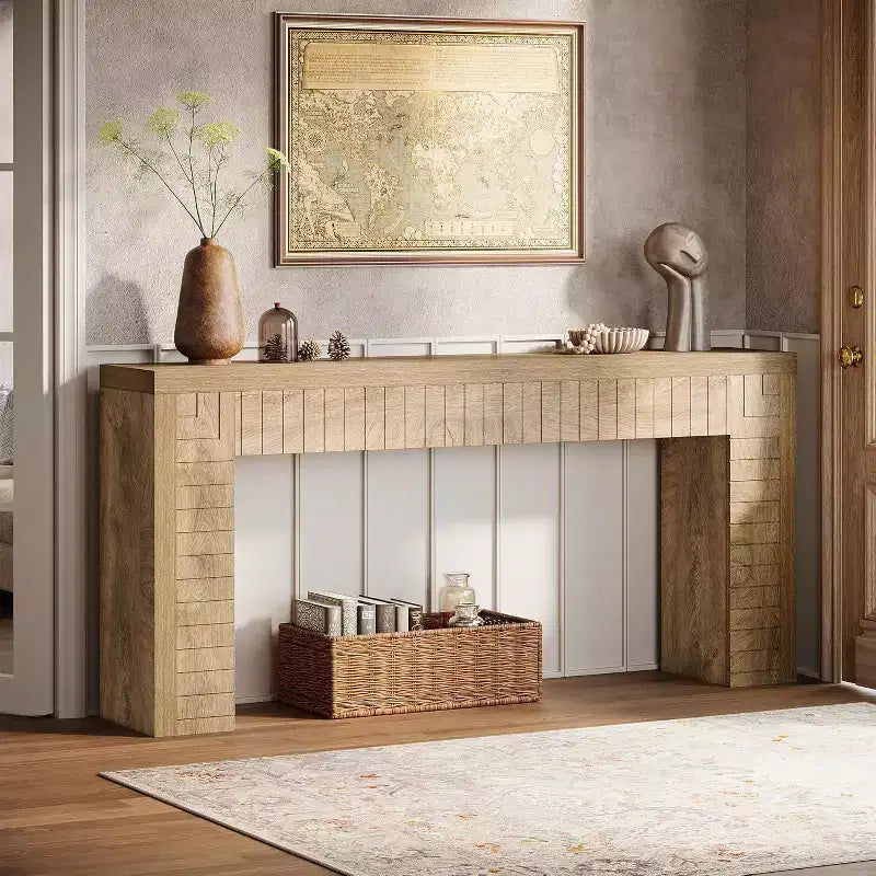 Lantine 70.9-Inch Extra Long Console Table for Entryway, Narrow Sofa Table Behind Couch, Suitable for Hallway, Foyer, Living Room,Brown