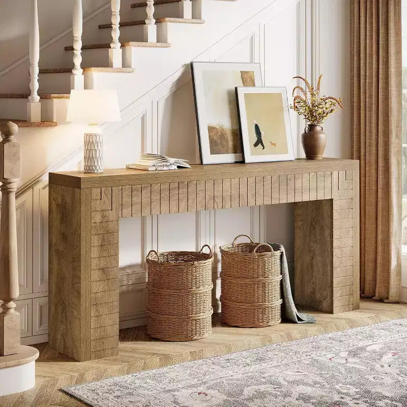 Lantine 70.9-Inch Extra Long Console Table for Entryway, Narrow Sofa Table Behind Couch, Suitable for Hallway, Foyer, Living Room,Brown