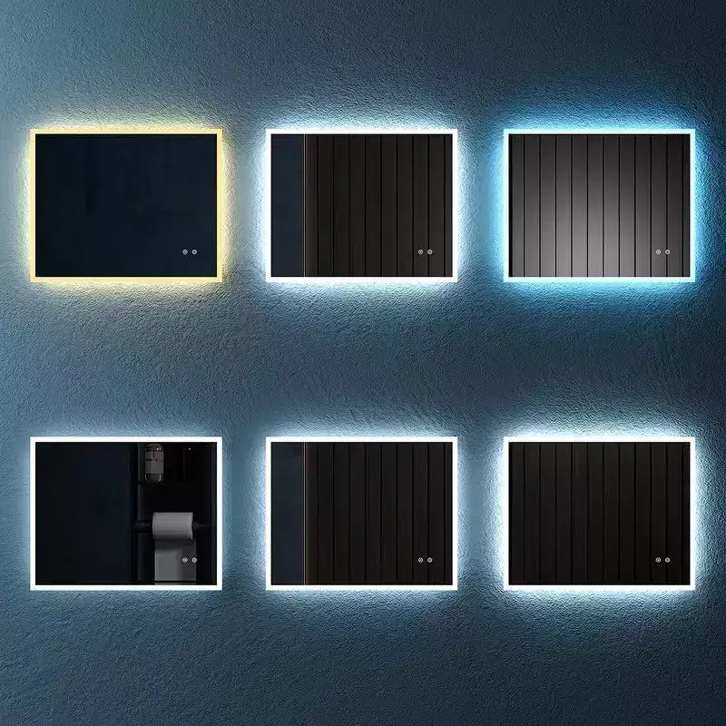 Led Bathroom Mirror, Wall Mounted Backlit Glass Mirror, Intelligent Dual Control Illuminating Glow Horizontal/Vertical Mirror White