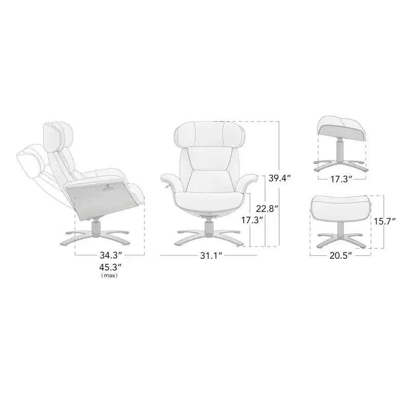 Spruce&Spring Swivel Recliner Chair Set Accent Chair with Ottoman and Adjustable Headrest