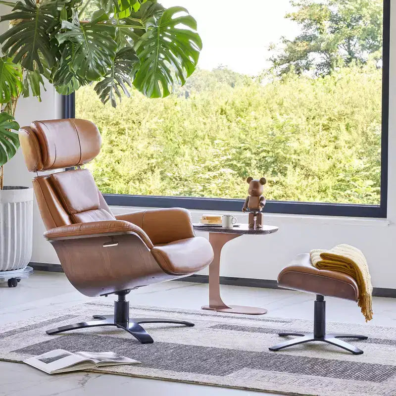 Spruce&Spring Swivel Recliner Chair Set Accent Chair with Ottoman and Adjustable Headrest