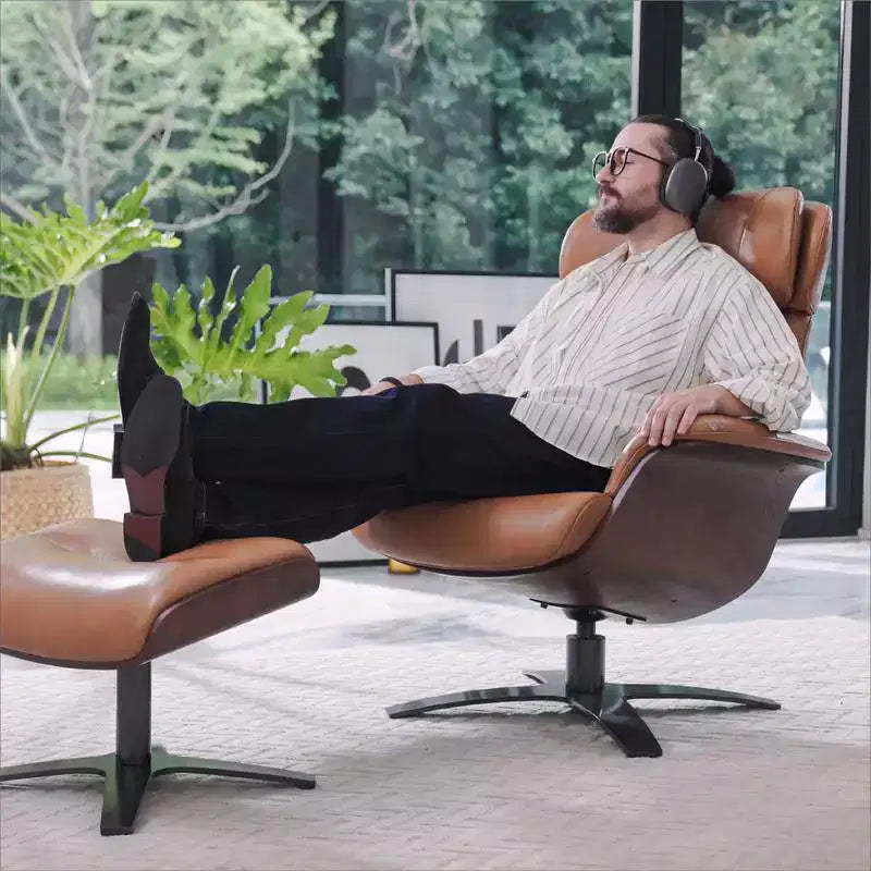 Spruce&Spring Swivel Recliner Chair Set Accent Chair with Ottoman and Adjustable Headrest