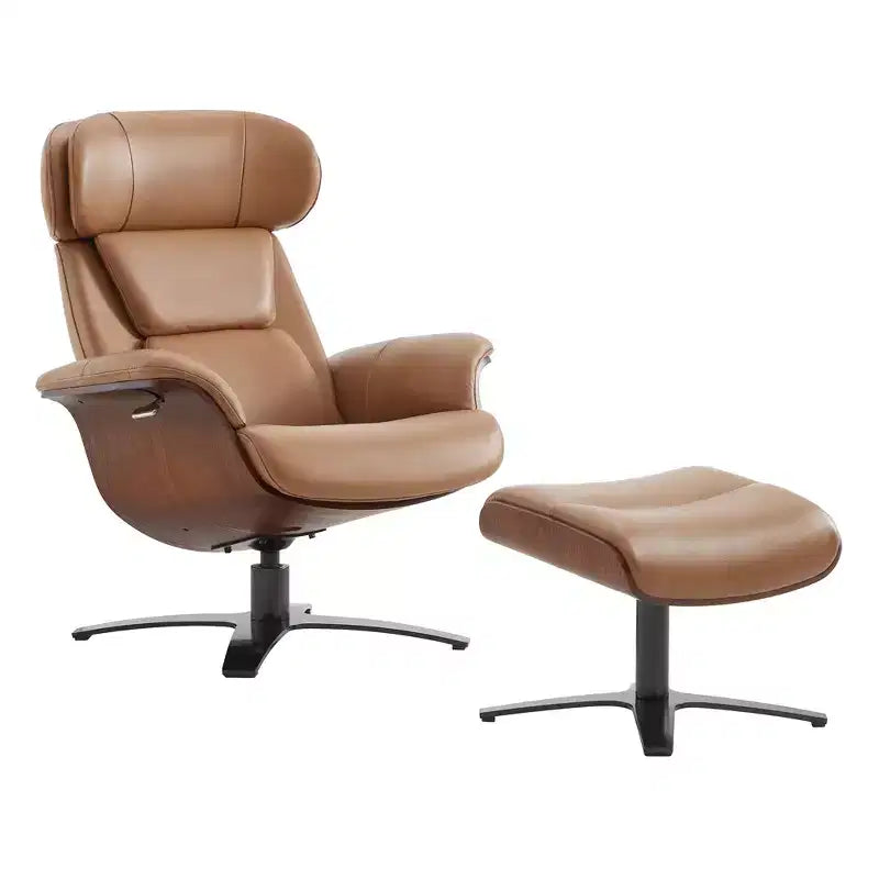 Spruce&Spring Swivel Recliner Chair Set Accent Chair with Ottoman and Adjustable Headrest