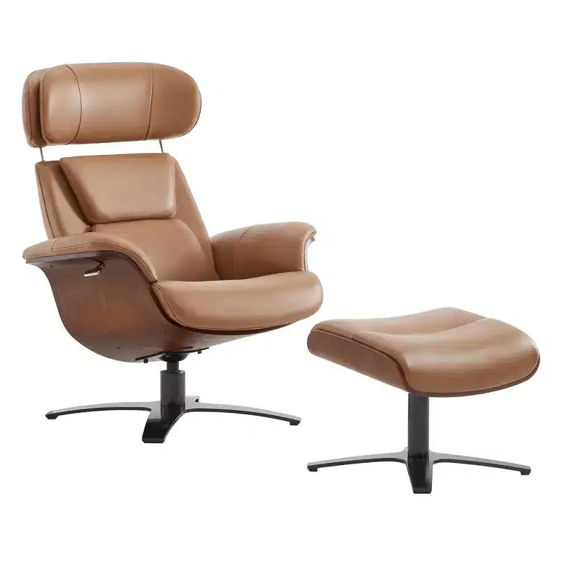 Spruce&Spring Swivel Recliner Chair Set Accent Chair with Ottoman and Adjustable Headrest