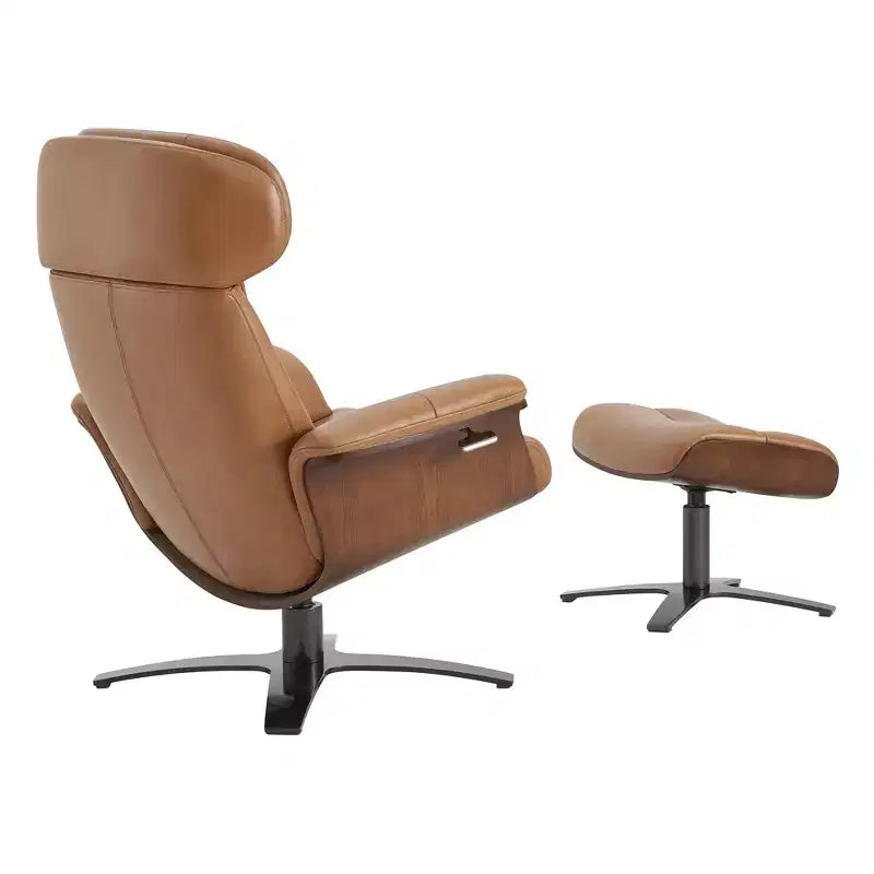 Spruce&Spring Swivel Recliner Chair Set Accent Chair with Ottoman and Adjustable Headrest