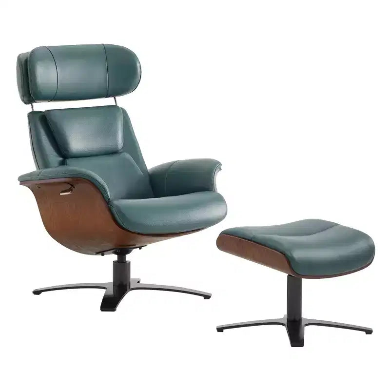 Spruce&Spring Swivel Recliner Chair Set Accent Chair with Ottoman and Adjustable Headrest