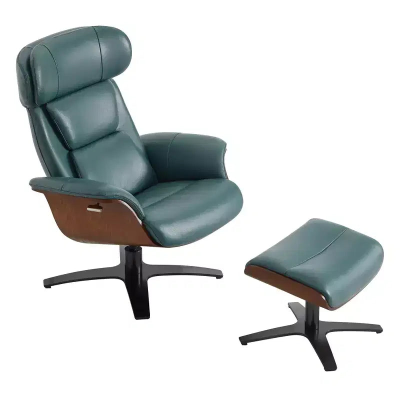 Spruce&Spring Swivel Recliner Chair Set Accent Chair with Ottoman and Adjustable Headrest