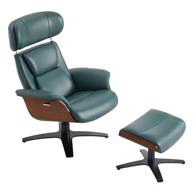 Spruce&Spring Swivel Recliner Chair Set Accent Chair with Ottoman and Adjustable Headrest