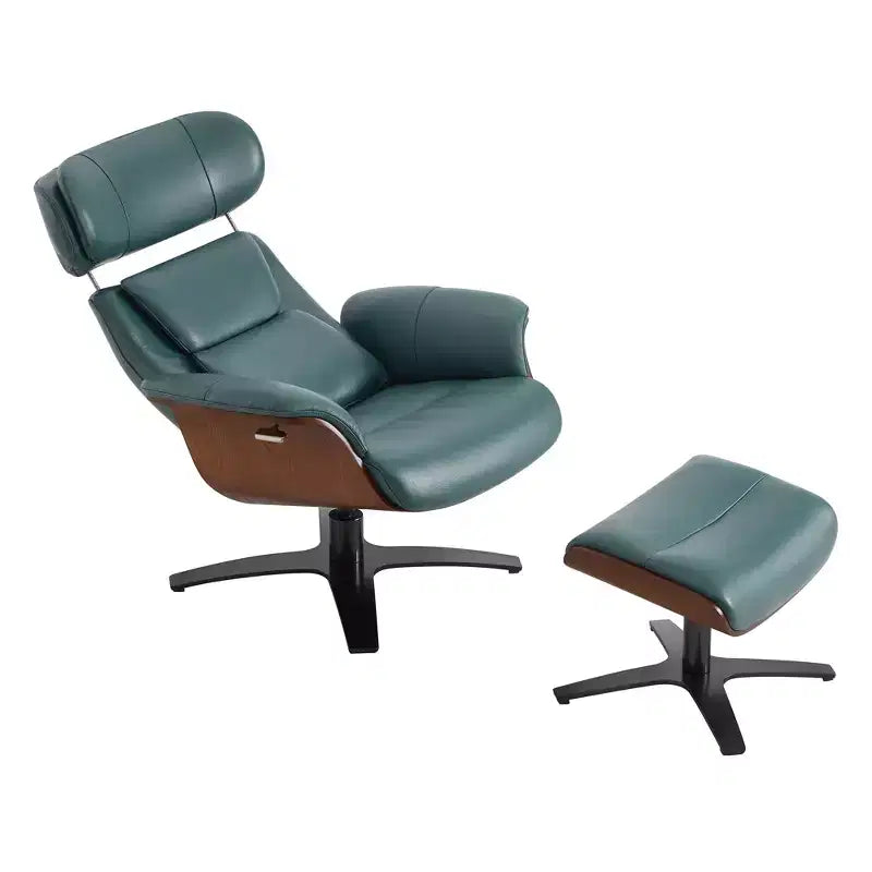 Spruce&Spring Swivel Recliner Chair Set Accent Chair with Ottoman and Adjustable Headrest