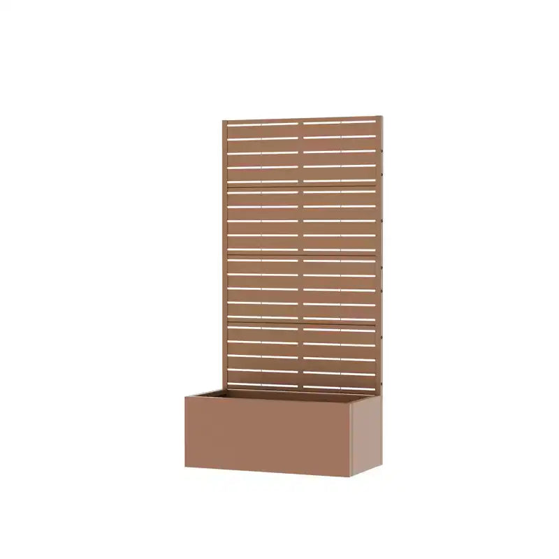 MAYEERTY Brown Wrought Iron Planter with Trellis (Classic Louvered), 59x30x12, 4-Piece Durable Outdoor Planting Solution