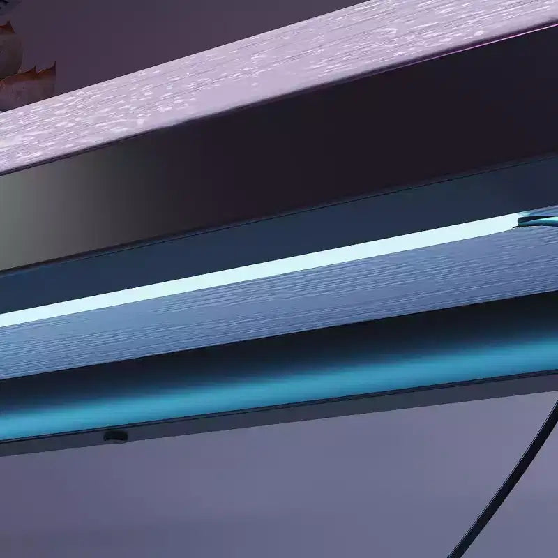 Famapy LED Gaming Desk Computer Desk with Metal Frame, Built - in Power Outlet, Drawers, and Elevated Dual - Layer Desktop