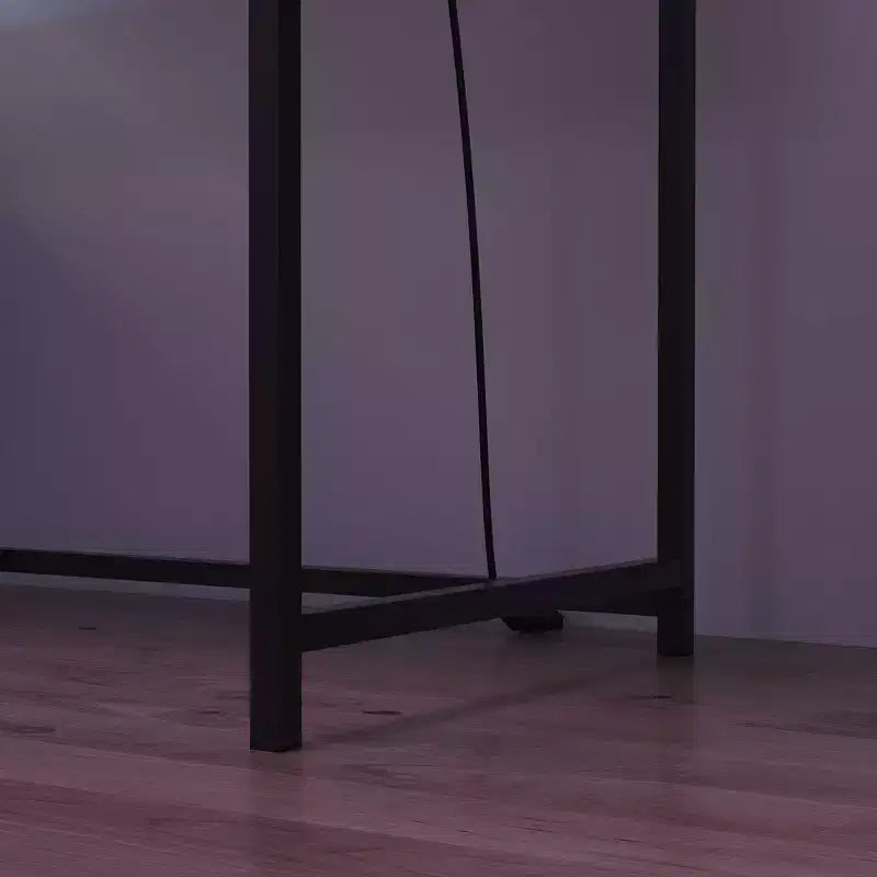 Famapy LED Gaming Desk Computer Desk with Metal Frame, Built - in Power Outlet, Drawers, and Elevated Dual - Layer Desktop