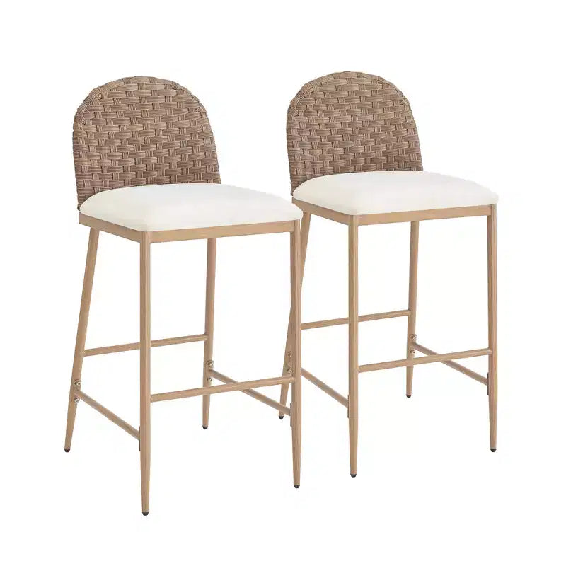 Christopher Knight Home Avirae 29.25 Farmhouse Rattan Upholstered Barstools (Set of 2)