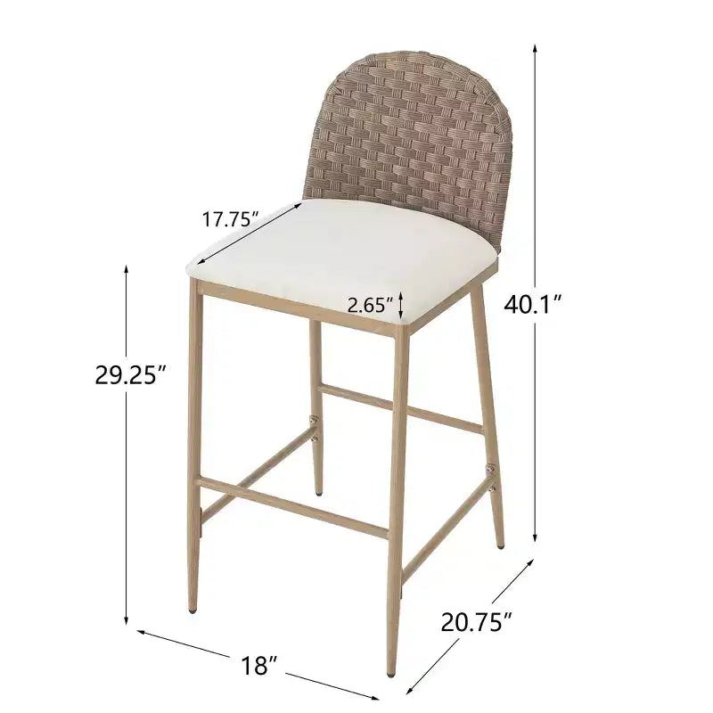 Christopher Knight Home Avirae 29.25 Farmhouse Rattan Upholstered Barstools (Set of 2)