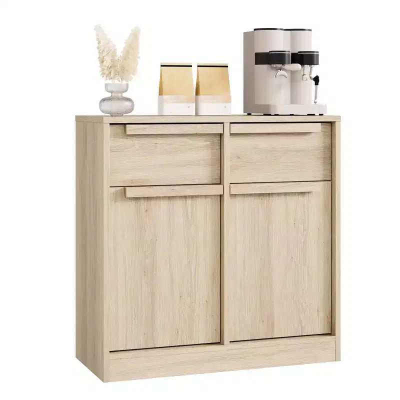 31.5 Sideboard Buffet Cabinet, Entryway Coffee Bar Cabinet with 2 Drawers, Wooden Floor Cupboard Cabinet, Media Console Table for Living Room