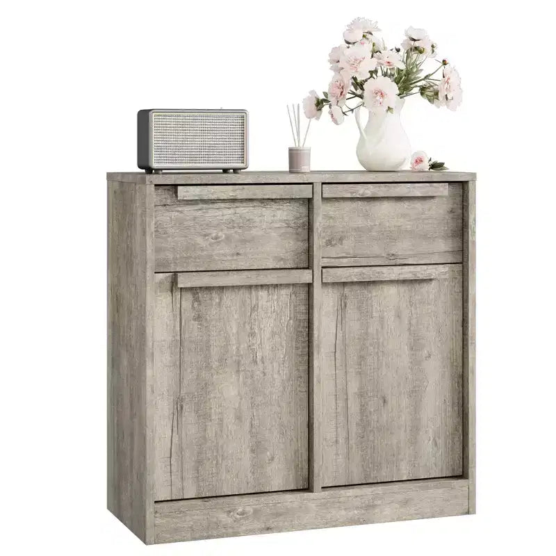 31.5 Sideboard Buffet Cabinet, Entryway Coffee Bar Cabinet with 2 Drawers, Wooden Floor Cupboard Cabinet, Media Console Table for Living Room