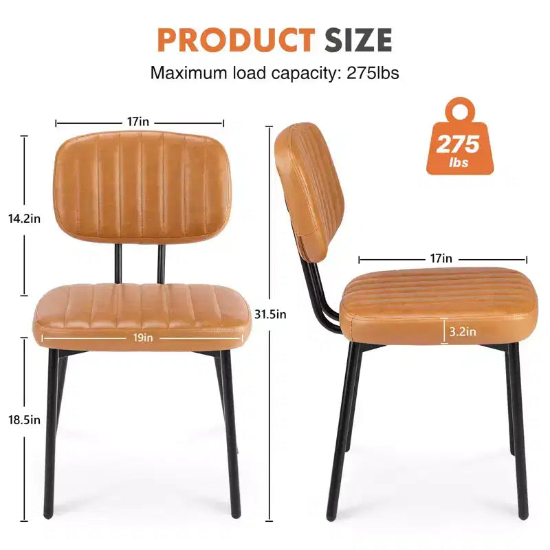 Okak Faux Leather Upholstered Cushion Small Dining Chair with Metal Frame,Set of 2 Accent Dining Chairs for Dining Room,Kitchen