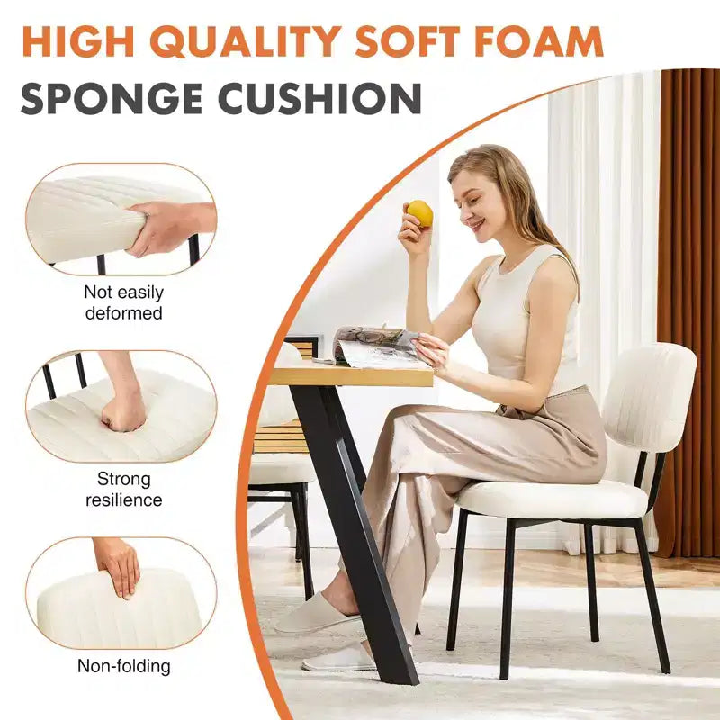 Okak Faux Leather Upholstered Cushion Small Dining Chair with Metal Frame,Set of 2 Accent Dining Chairs for Dining Room,Kitchen
