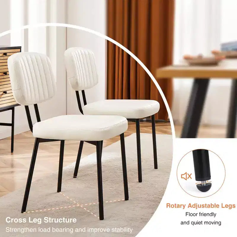 Okak Faux Leather Upholstered Cushion Small Dining Chair with Metal Frame,Set of 2 Accent Dining Chairs for Dining Room,Kitchen
