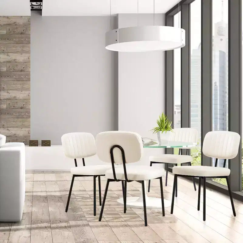 Okak Faux Leather Upholstered Cushion Small Dining Chair with Metal Frame,Set of 2 Accent Dining Chairs for Dining Room,Kitchen