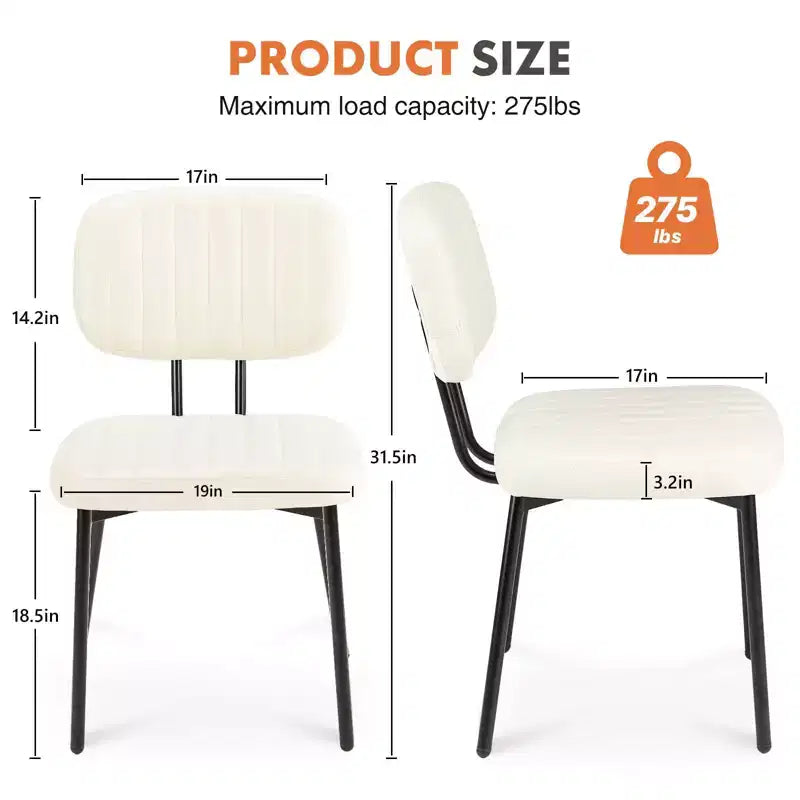 Okak Faux Leather Upholstered Cushion Small Dining Chair with Metal Frame,Set of 2 Accent Dining Chairs for Dining Room,Kitchen