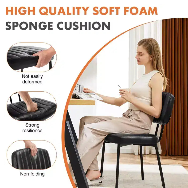 Okak Faux Leather Upholstered Cushion Small Dining Chair with Metal Frame,Set of 2 Accent Dining Chairs for Dining Room,Kitchen