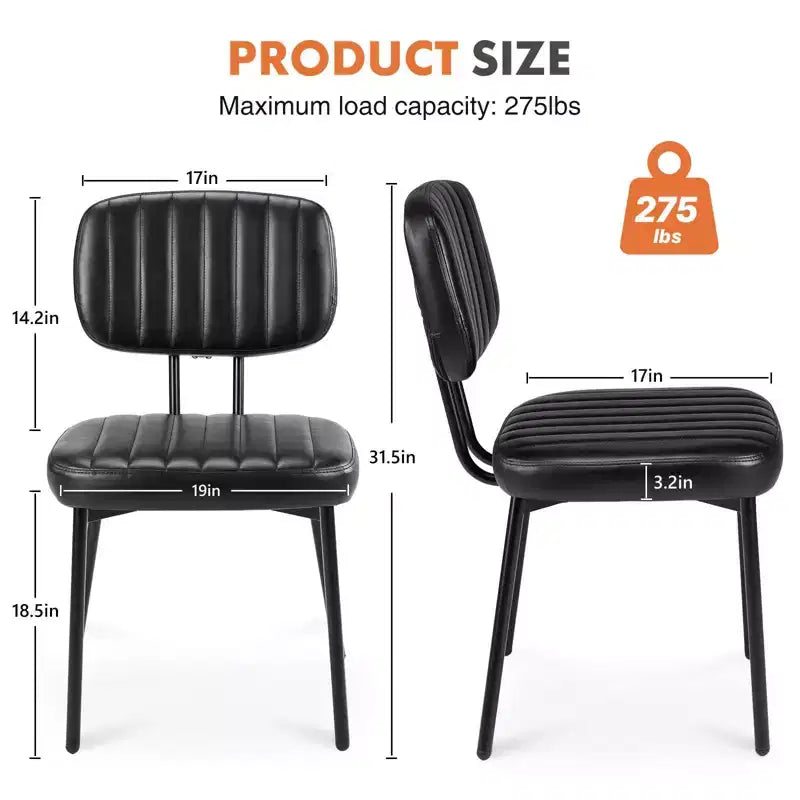 Okak Faux Leather Upholstered Cushion Small Dining Chair with Metal Frame,Set of 2 Accent Dining Chairs for Dining Room,Kitchen
