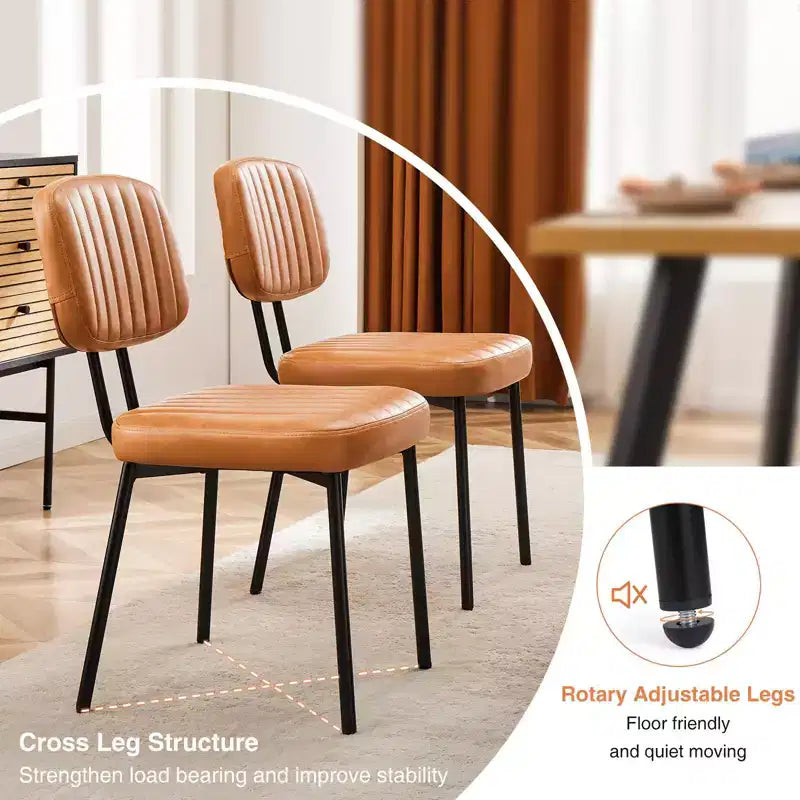 Okak Faux Leather Upholstered Cushion Small Dining Chair with Metal Frame,Set of 2 Accent Dining Chairs for Dining Room,Kitchen