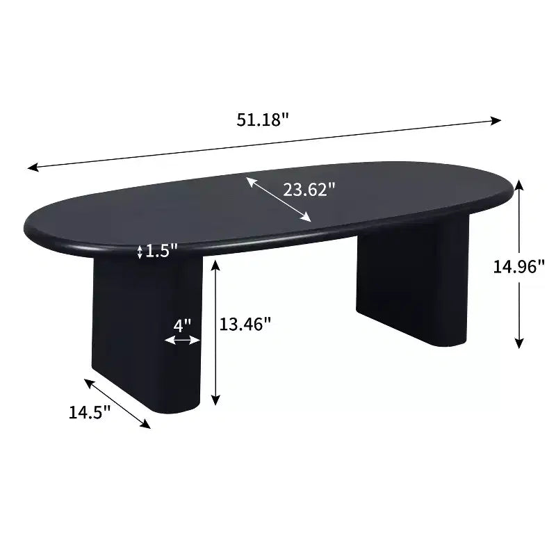 GDFStudio Modern 51 Oval Wooden Coffee Table