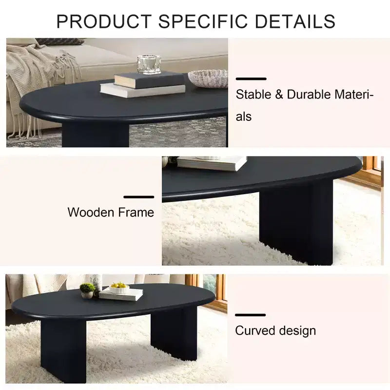 GDFStudio Modern 51 Oval Wooden Coffee Table